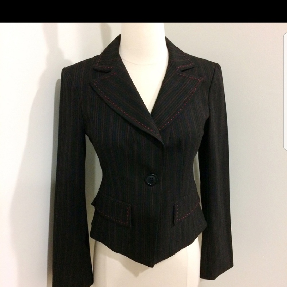 Nanette Lepore charcoal and red blazer